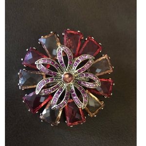 Vintage Brooch/Pendant with red cut glass